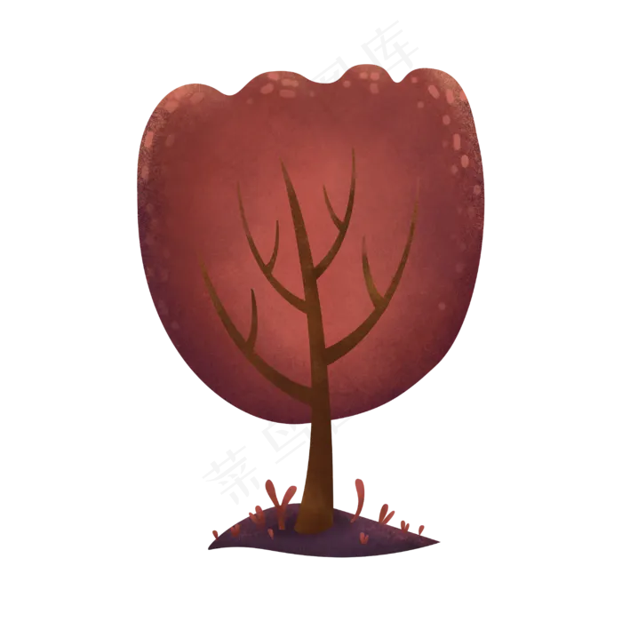 卡通绘本枫树素材ai矢量模版下载