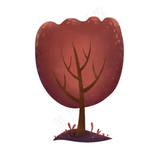 卡通绘本枫树素材