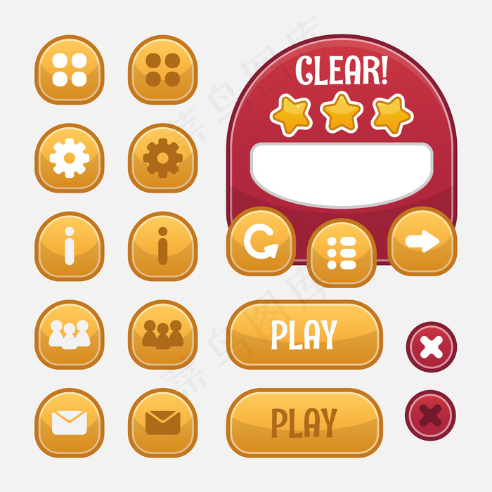 rpg和冒险游戏的一套游戏菜单选择，包括菜单、关卡选择和选项。