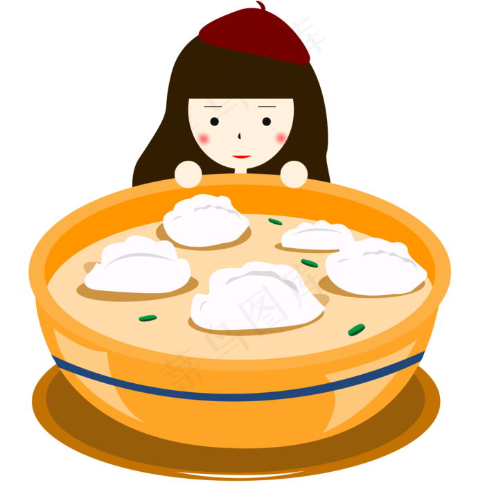 立冬吃饺子的女孩