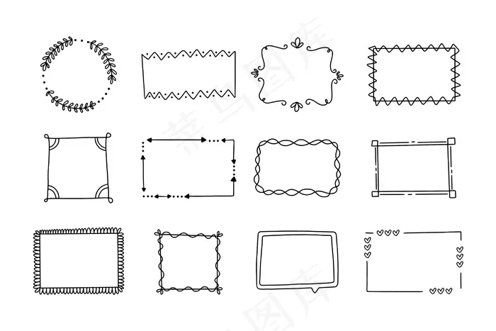 手绘装饰框包eps,ai矢量模版下载