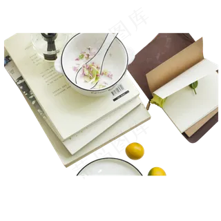 白色课本读书书桌元素