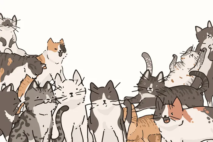 猫涂鸦图案背景eps,ai矢量模版下载