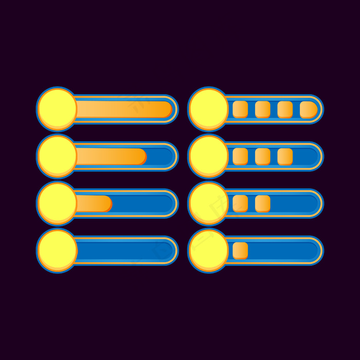 一套有趣的休闲金钱游戏ui资产元素进度条eps,ai矢量模版下载