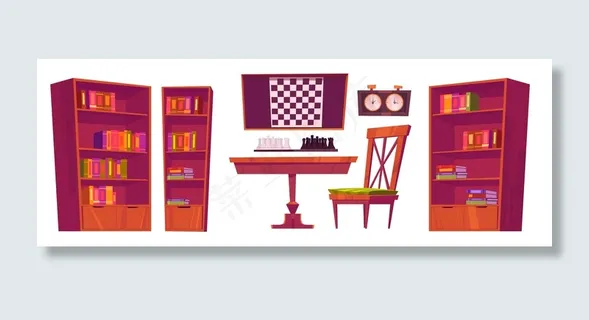 国际象棋俱乐部内部配备棋盘、棋子和时钟。