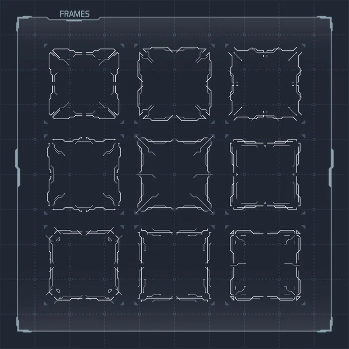 hud科幻界面的框架元素集eps,ai矢量模版下载