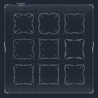 hud科幻界面的框架元素集