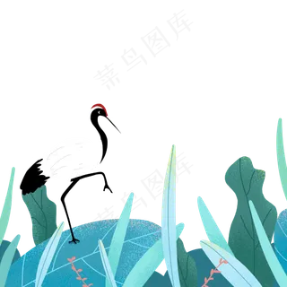 绿色植物白露鸟类