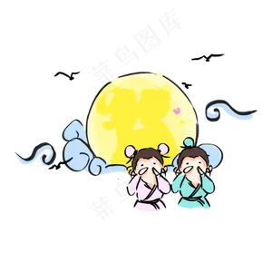 七夕节牛郎织女手绘卡通