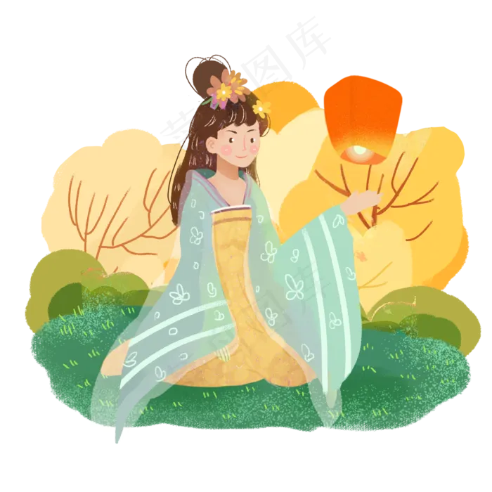 中秋放天灯嫦娥png素材(2000X2000(DPI:300))psd模版下载