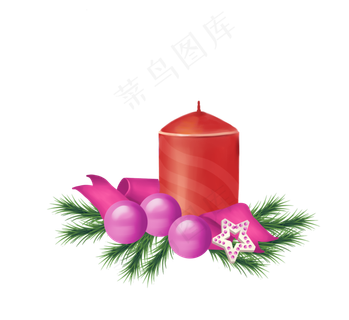 红色条纹装饰圣诞蜡烛