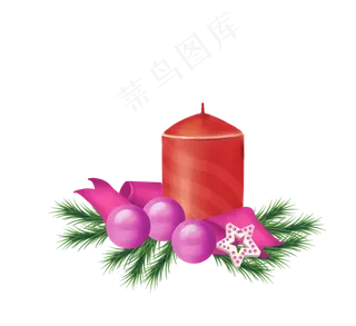 红色条纹装饰圣诞蜡烛