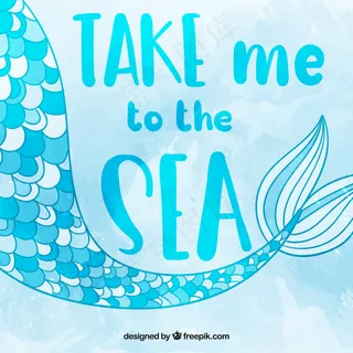 伟大的蓝色背景与美人鱼