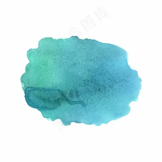 白色背景上抽象的绿色和蓝色水彩。