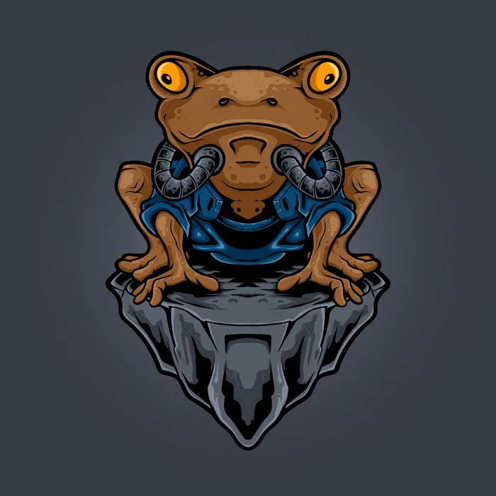 青蛙忍者机器人风格插图eps,ai矢量模版下载