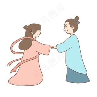 牛郎织女相会七夕情人节手绘免抠