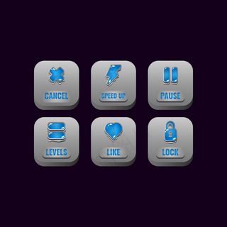 一组带有果冻图标的方块按钮，用于游戏ui资源元素