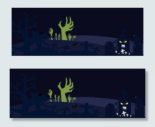万圣节另类恐怖手绘黑色banner