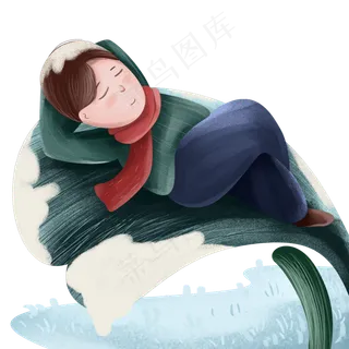 享受着冬季阳光的男孩