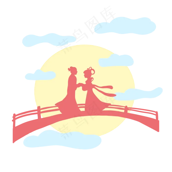 牛郎织女剪影(2000X2000(DPI:300))psd模版下载