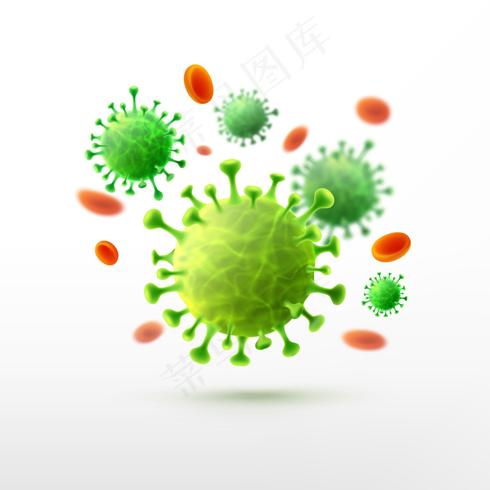 白色背景上的病毒载体。细菌细菌微生物病毒细胞，人类健康微生物学和病毒突破性概念。eps,ai矢量模版下载