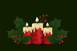 水彩圣诞蜡烛背景