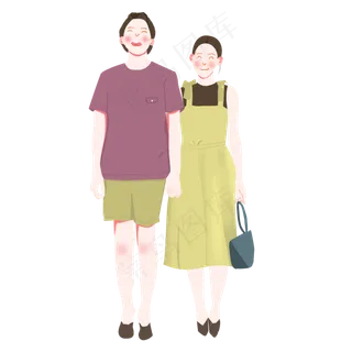 七夕情人节时尚情侣微笑手牵手卡