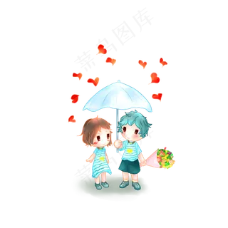 七夕主题卡通人物插图