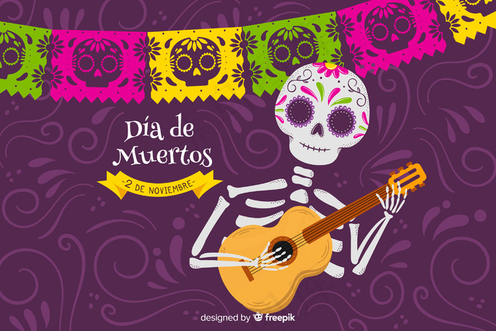 手绘dia de muertos背景