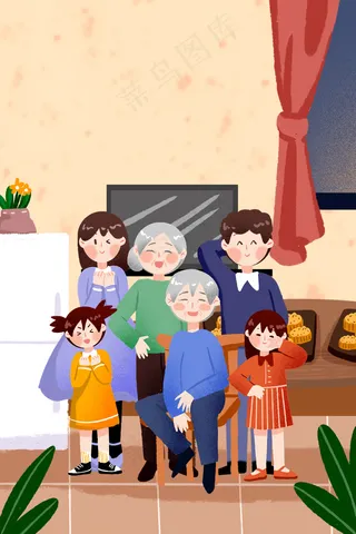 中秋节月饼一家人团圆