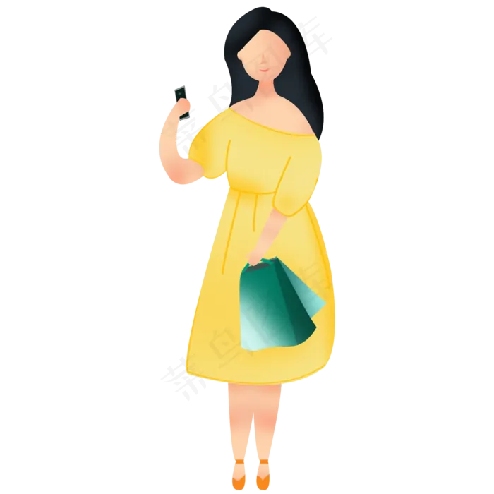 购物达人双十一扁平卡通人物(2000X2000(DPI:300))psd模版下载