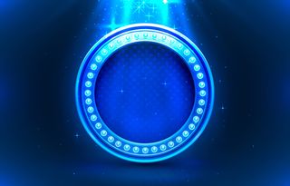 灯框标签，圆形酒吧赌场，展示招牌。