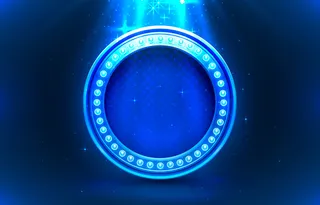 灯框标签，圆形酒吧赌场，展示招牌。