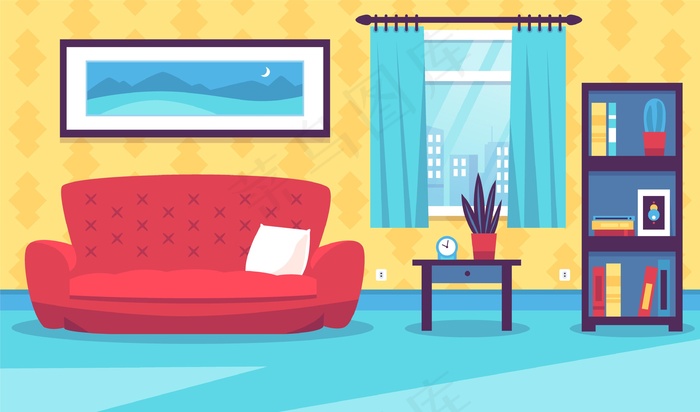 家庭内部-视频会议背景