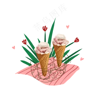 手绘美食七夕情人节冰激凌设计元