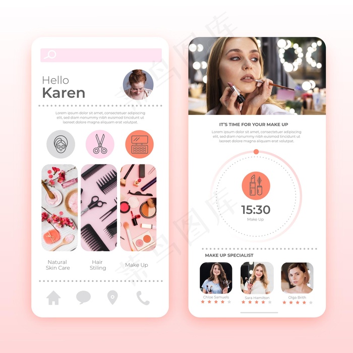 美容院预订应用程序eps,ai矢量模版下载