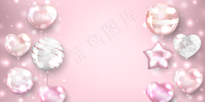 玫瑰金气球背景与复制空间。eps,ai矢量模版下载