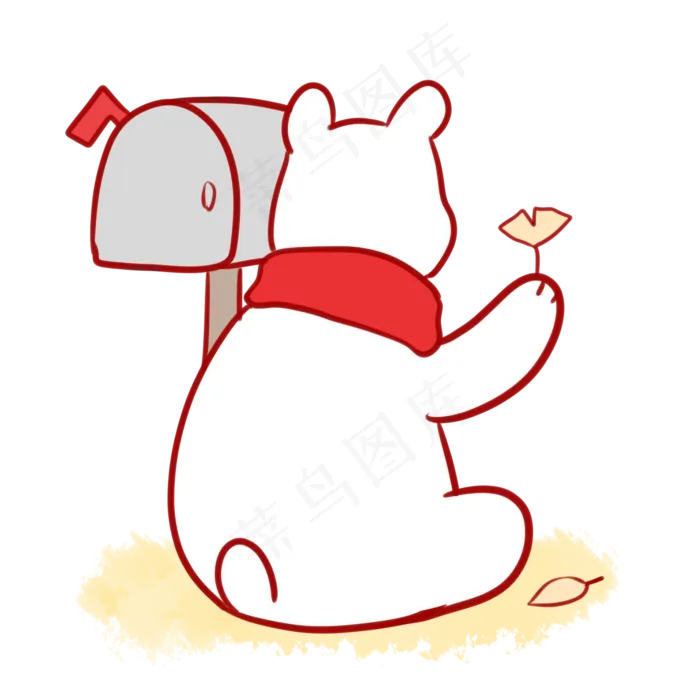 拿着银杏叶的白熊(2100X2100(DPI:300))psd模版下载