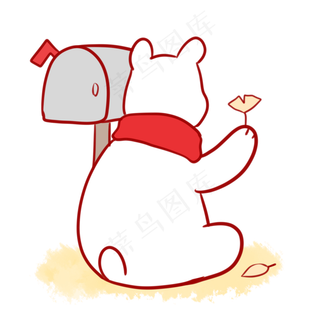 拿着银杏叶的白熊