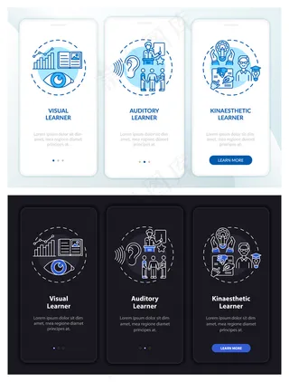 学习风格带概念的车载手机app移动应用程序app页面屏幕