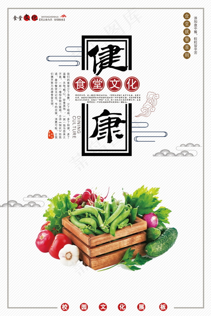 校园餐厅食堂挂画标语海报反对浪费节约粮食psd模版下载