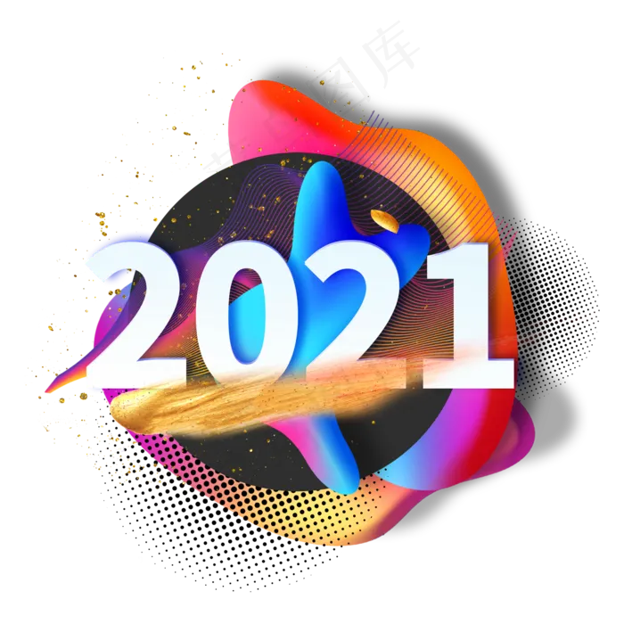 2021流体渐变主题数字(2000X2000(DPI:300))psd模版下载