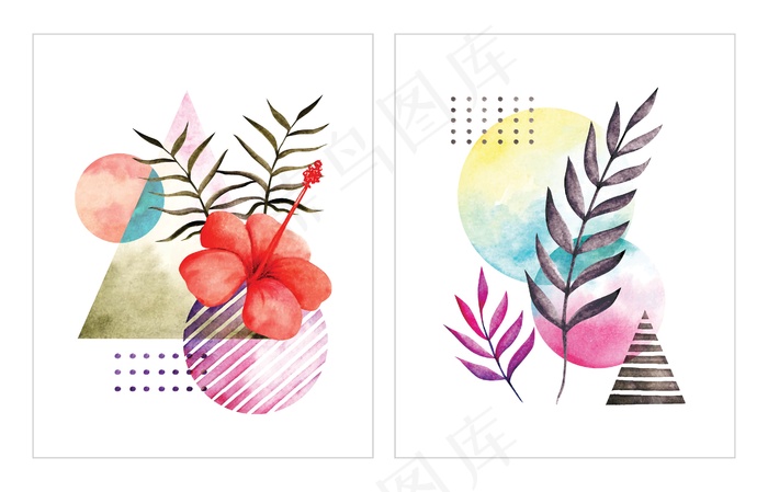 抽象水彩插图eps,ai矢量模版下载