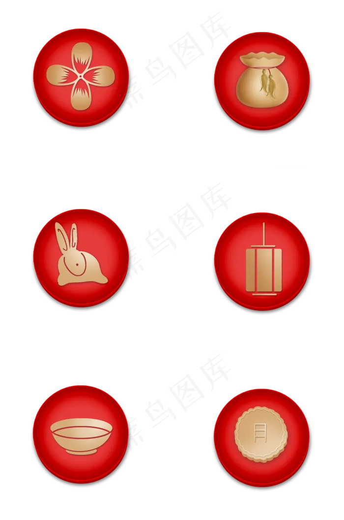 红金中秋节立体图标(2000X3020(DPI:72))psd模版下载