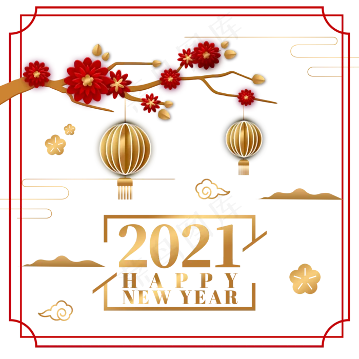 2021年新春主题数字(2000X2000(DPI:72))psd模版下载