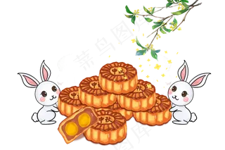 中秋兔子吃月饼