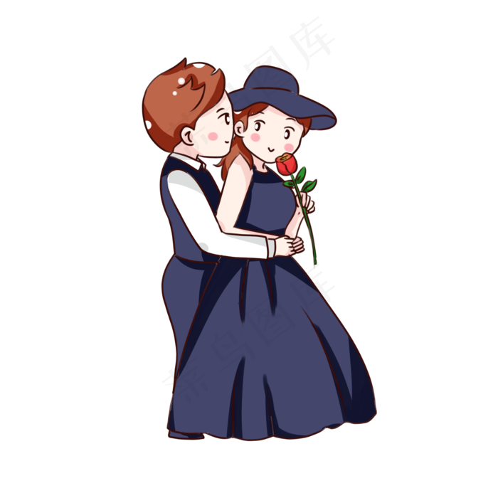 手绘卡通拥抱的情侣