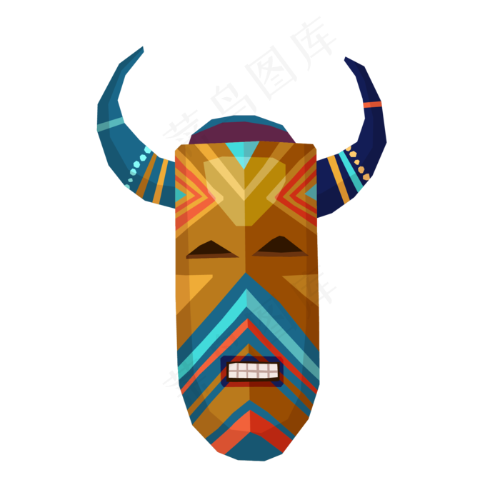 中元节卡通祭祀面具矢量图