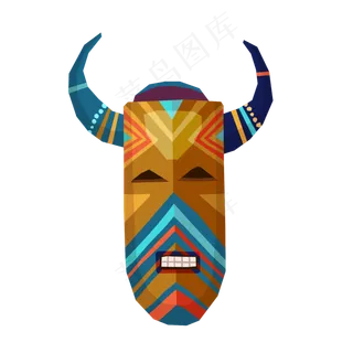 中元节卡通祭祀面具矢量图