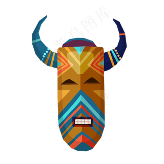 中元节卡通祭祀面具矢量图